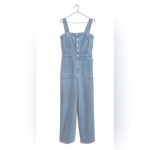 Madewell Denim Stitched-Strap Button-Up Jumpsuit, Size 10